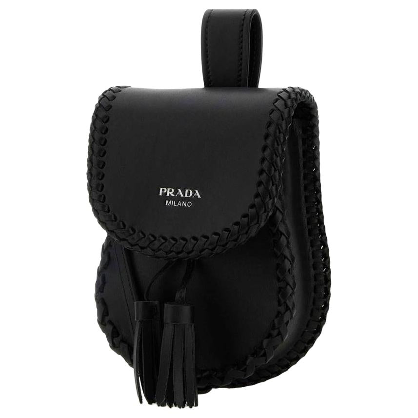 PRADA Calfskin Shoulder Bag Women's Black