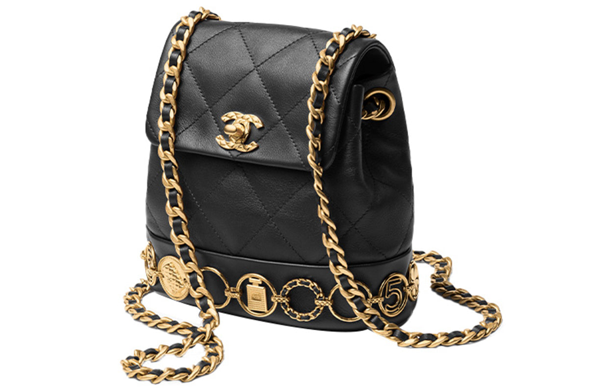 CHANEL Calfskin Backpack Women's Black