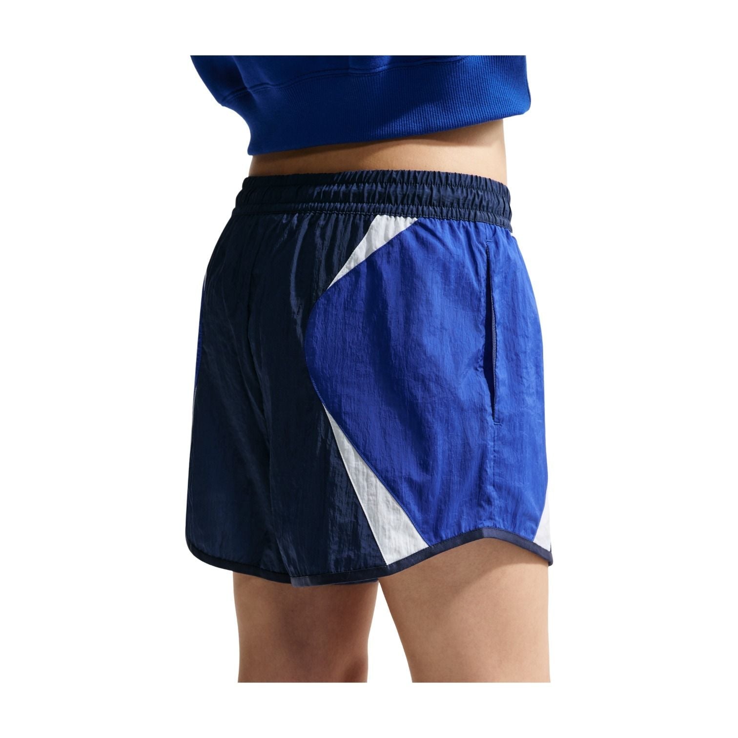 (WMNS) Nike Sportswear Loose Mid-Rise Track Shorts Asia Sizing 'Midnight Navy Old Royal White' IM8404-410