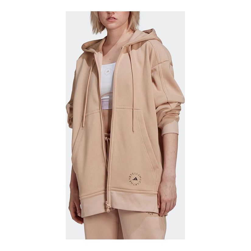 (WMNS) adidas By Stella McCartney Logo Print Zip-Up Hoodie 'Beige' H59289