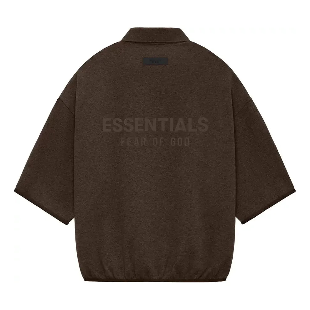 Fear of God Essentials 3/4 Sleeve Polo Shirt 'Heather Wood' 192SU244402F