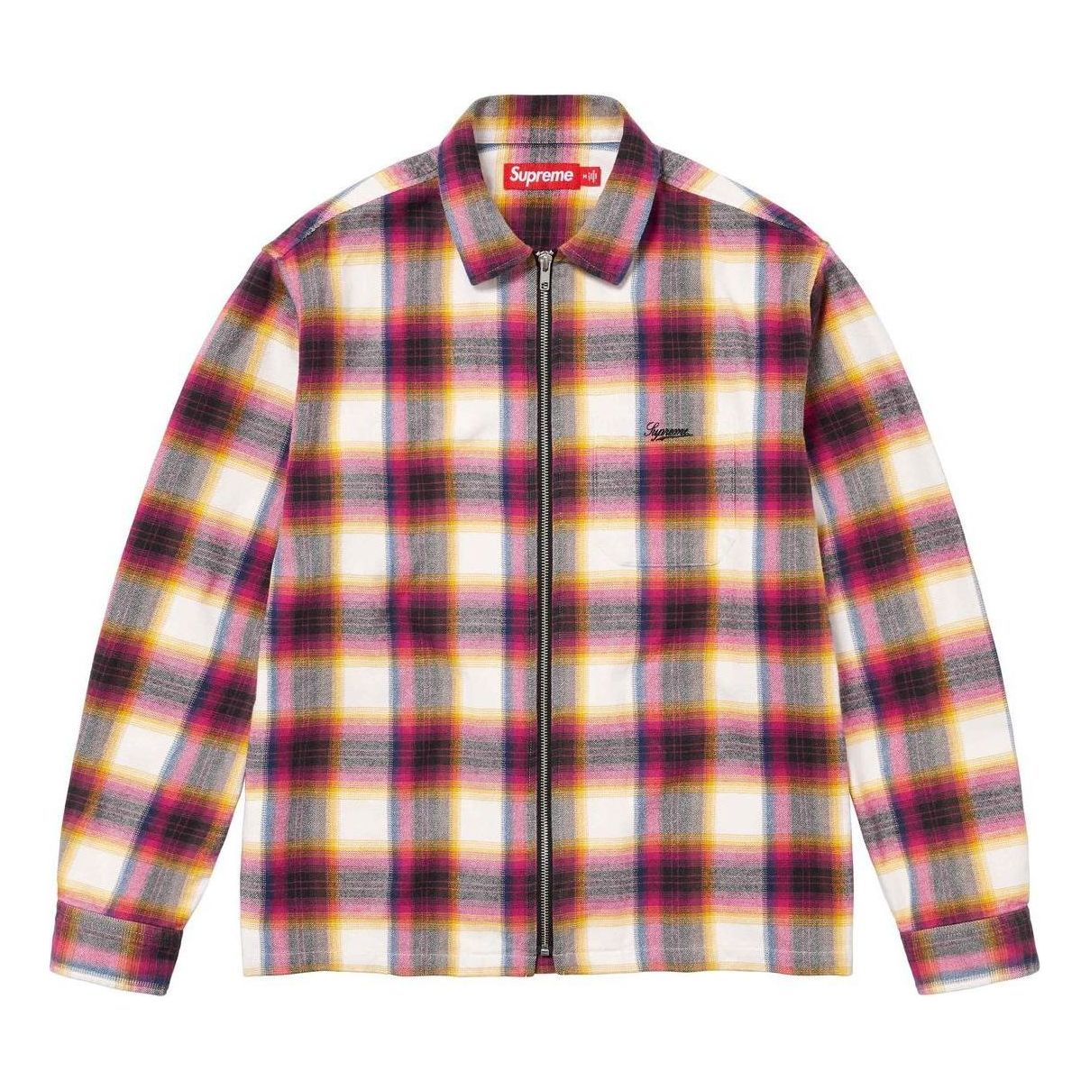 Supreme Shadow Plaid Flannel Zip Up Shirt 'Pink Black White' SUP-SS24-058