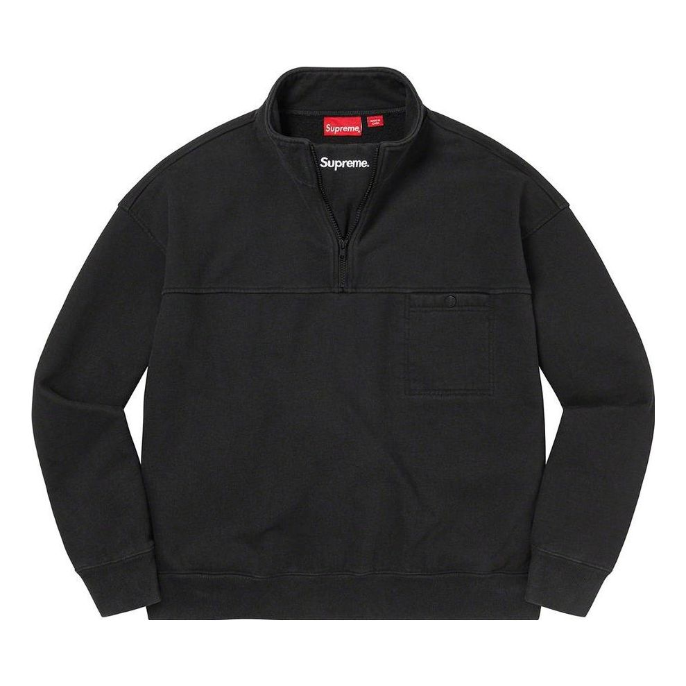 Supreme Washed Half Zip Pullover 'Black' SUP-FW22-332