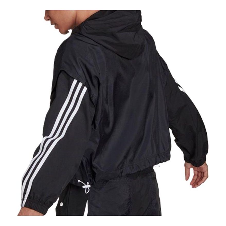 (WMNS) adidas Sportswear Future Icons 3-Stripes Woven Hooded Track Top Asia Sizing 'Black' HA0812