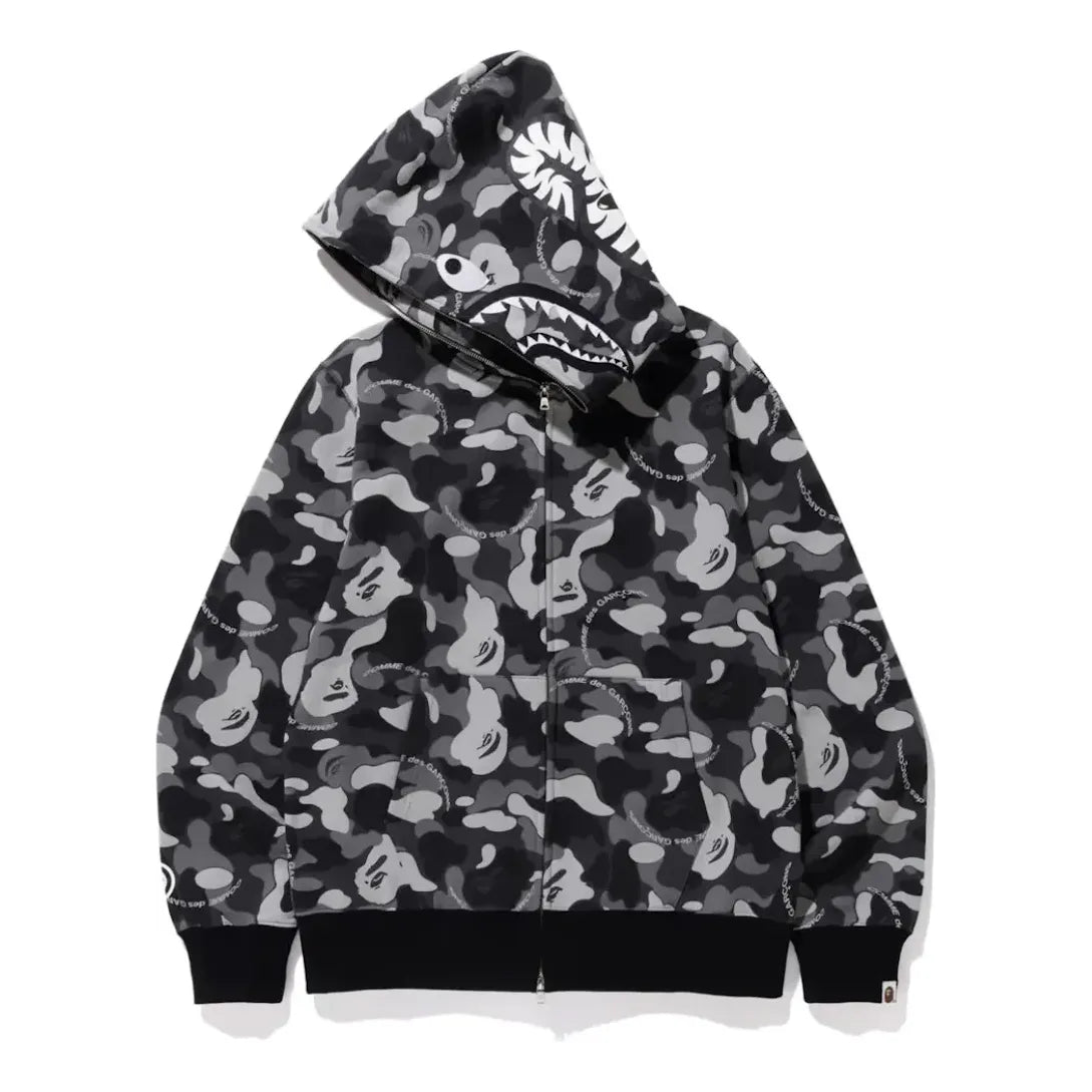 COMME des GARCONS x Bape Osaka Shark Full Zip Hoodie 'Black Grey' BPXCDG-CF