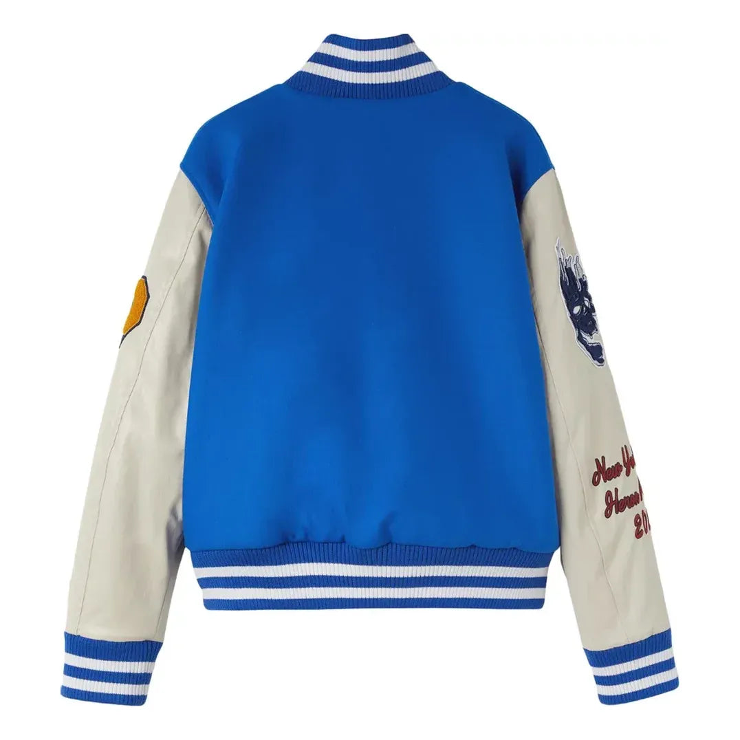 HERON PRESTON Heron Patches Varsity Jacket 'Blue White' HMEA087F22FAB0014519
