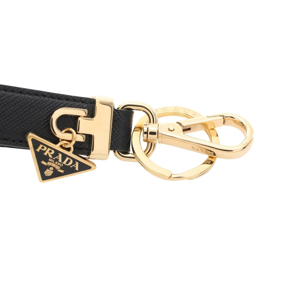 PRADA FW25 Saffiano Keychain 'Black Gold' 1PP185-053-F0002