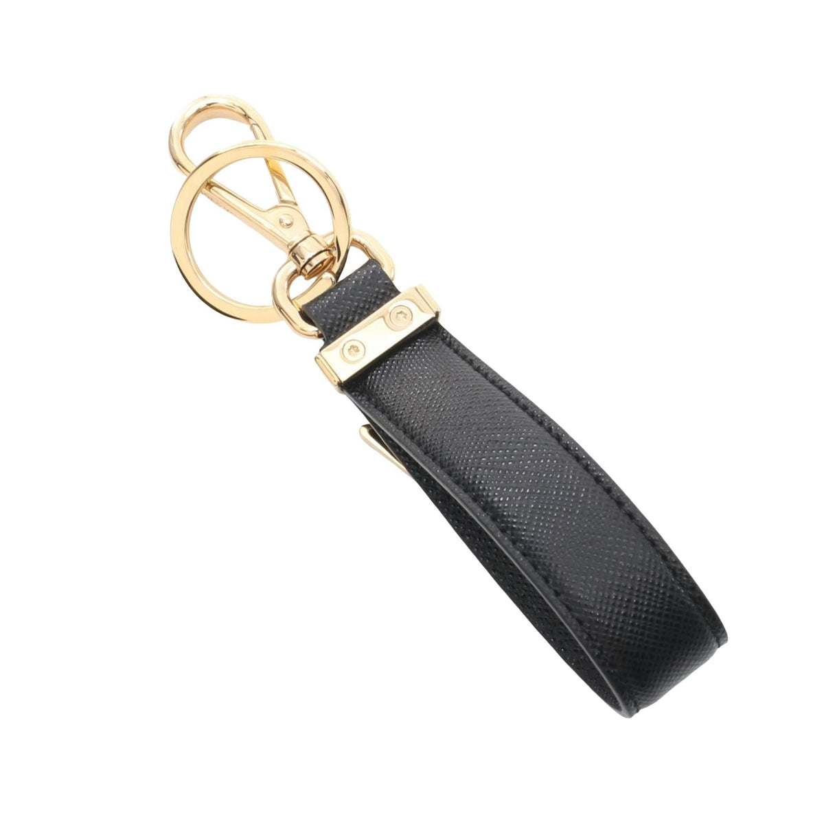 PRADA FW25 Saffiano Keychain 'Black Gold' 1PP185-053-F0002