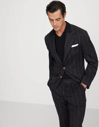 Brunello Cucinelli Stripe-Pattern Wool-Blend Blazer