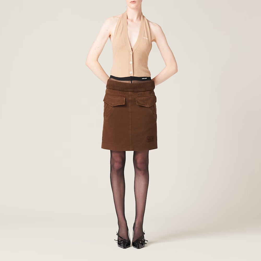 MIU MIU FW23 Casual Short Skirts Women's Cocoa Brown