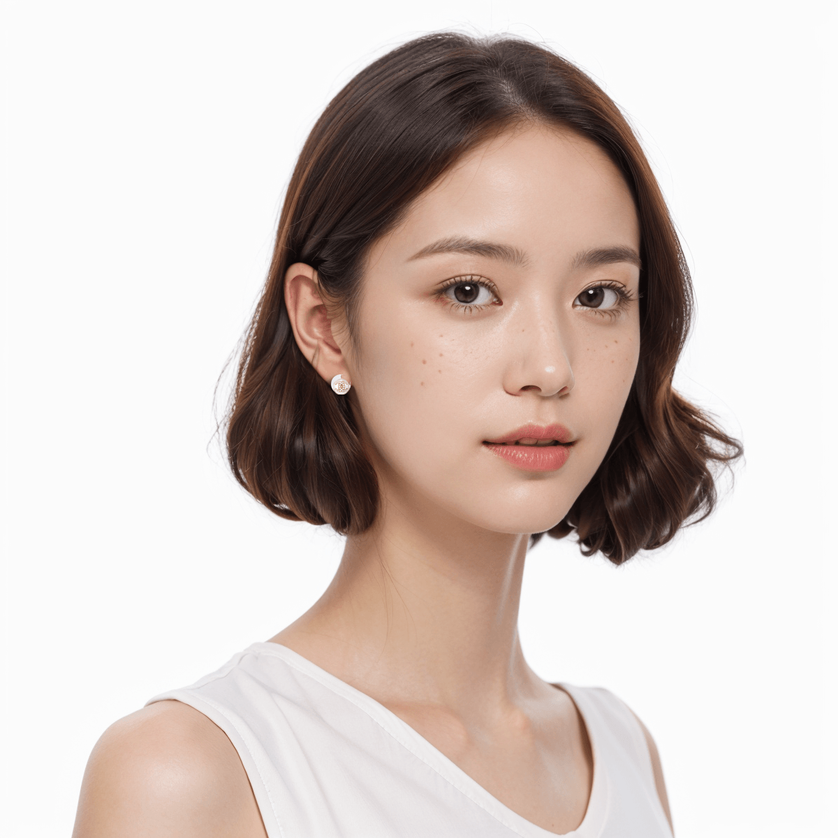 CHANEL Metal Stud Earrings Women's White