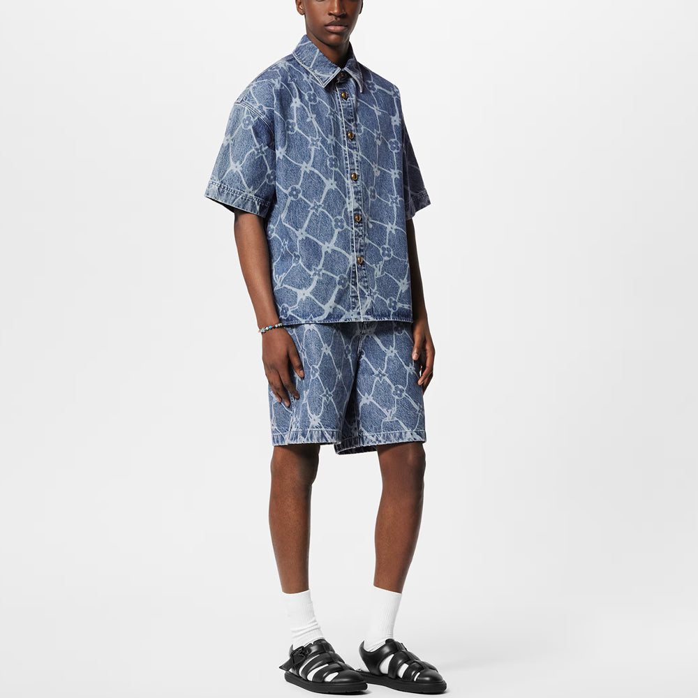 LOUIS VUITTON Monogram Printed Denim Shorts
