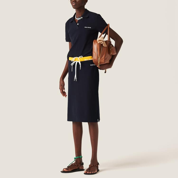 MIU MIU Casual Long Skirt Women's Marine Blue