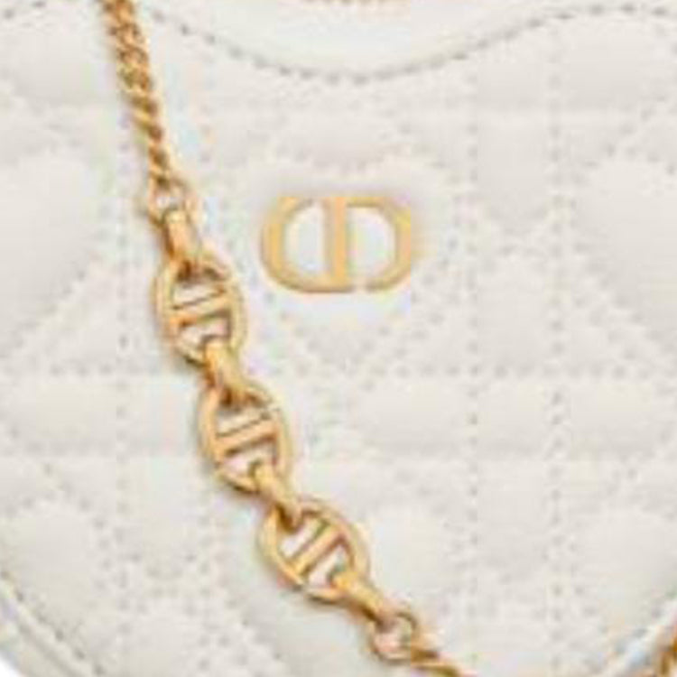 DIOR Caro Calfskin Handheld Shoulder Bag Crossbody Bag Women's White