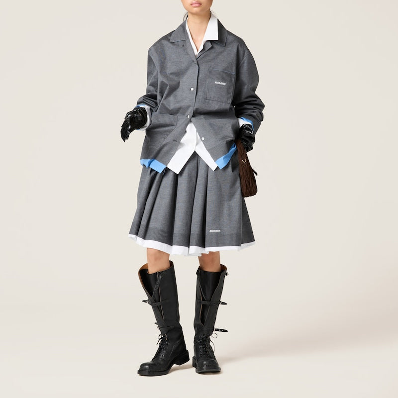 MIU MIU FW24 Casual Long Skirt Women's Slate Gray White
