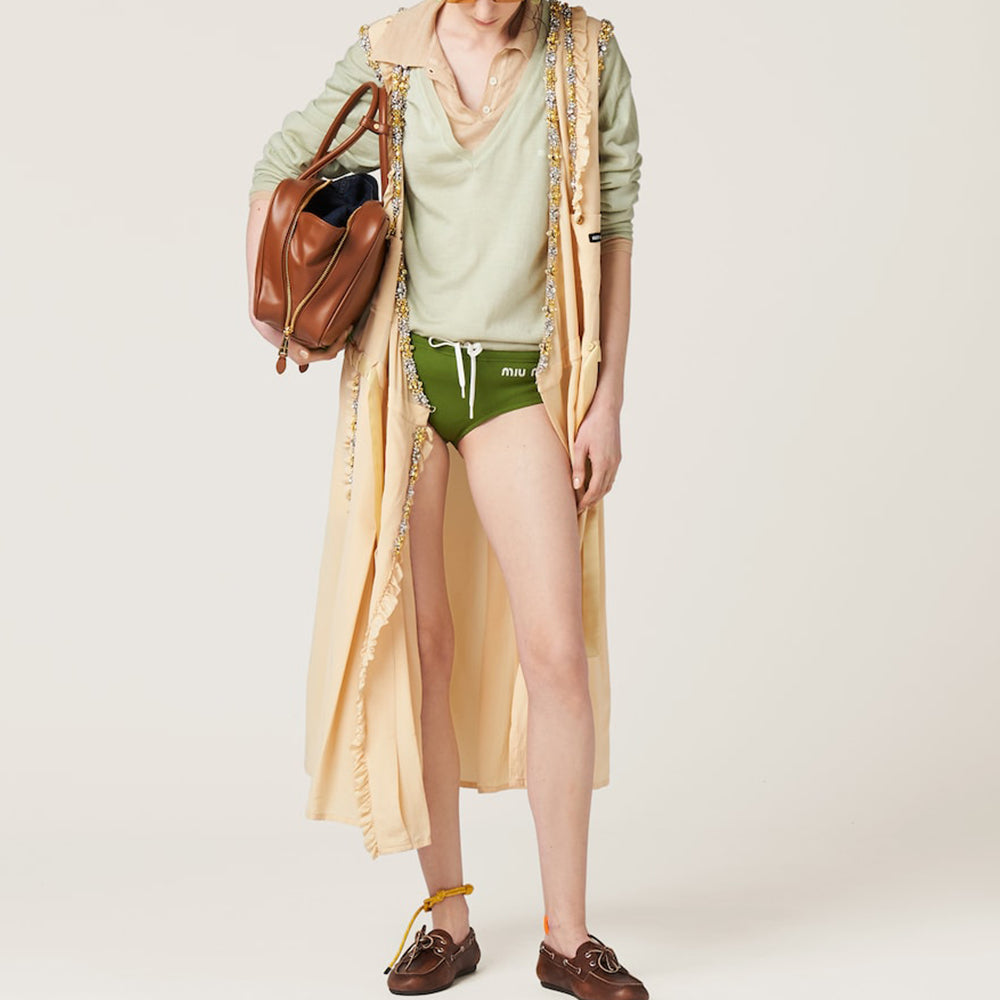 MIU MIU Long-Sleeved Knitted Polo Shirt