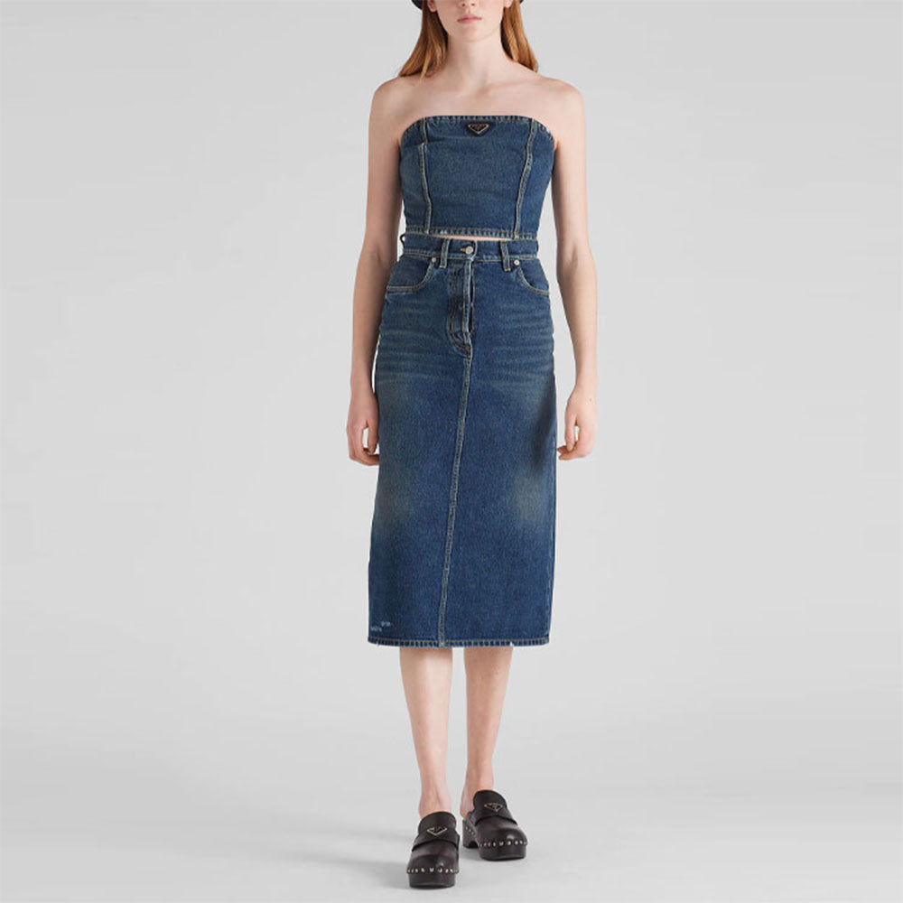 PRADA Strapless Tops Women's Blue