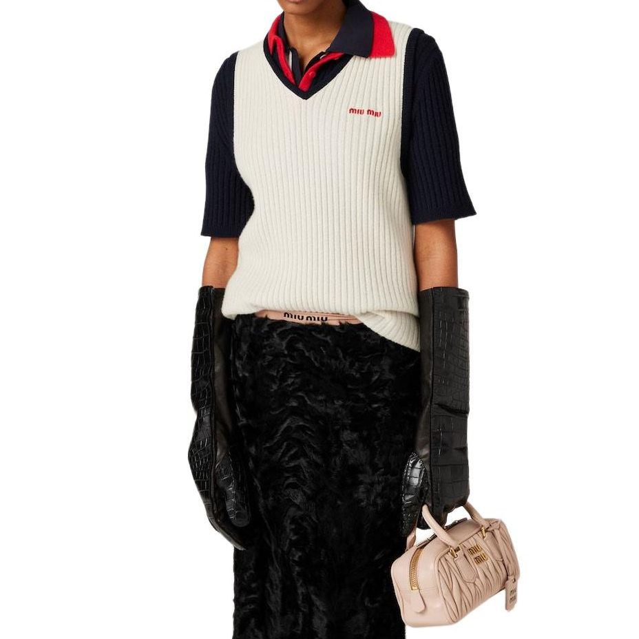 MIU MIU Logo Embroidered Knitted Vest