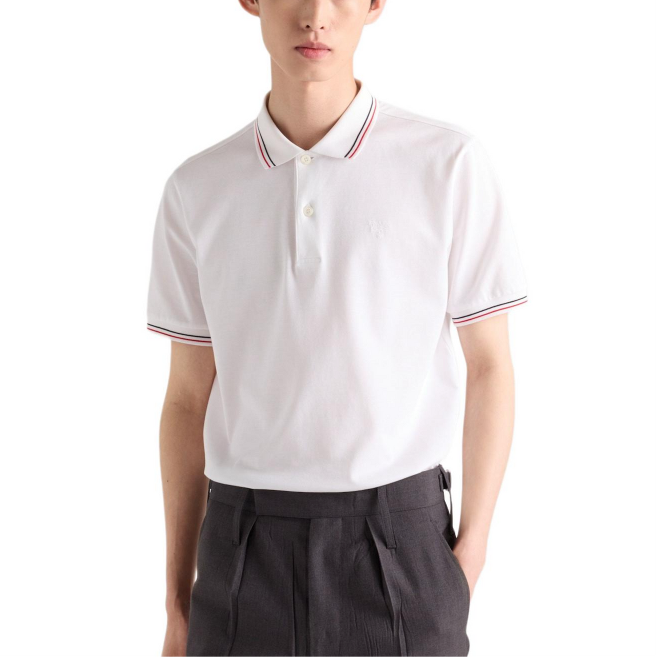 PRADA SS25 Polo Shirt Men's White