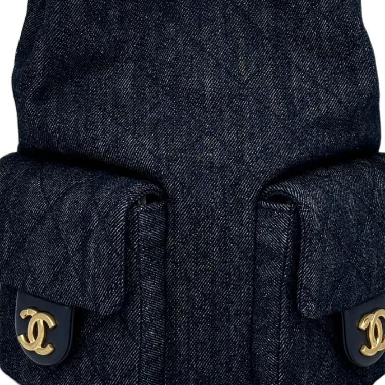 CHANEL Leather Backpack Women's Dark Blue
