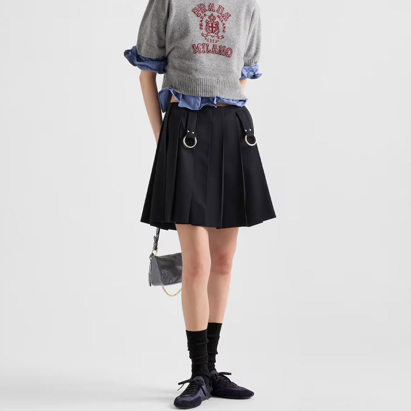 PRADA Pleated Gabardine Skirt