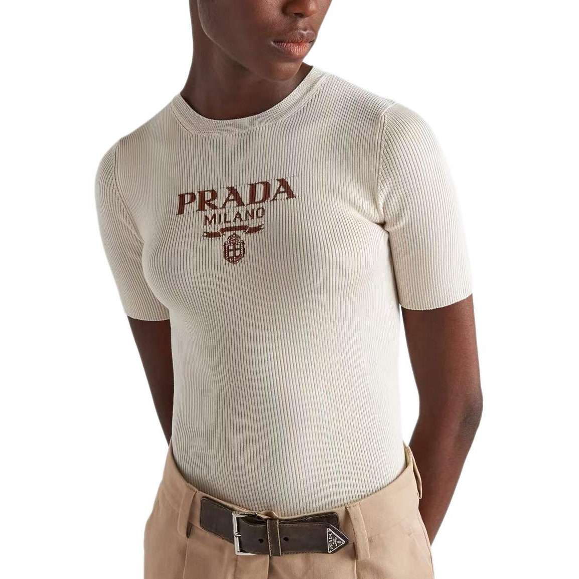 PRADA SS25 Knitwear Women's Ivory White