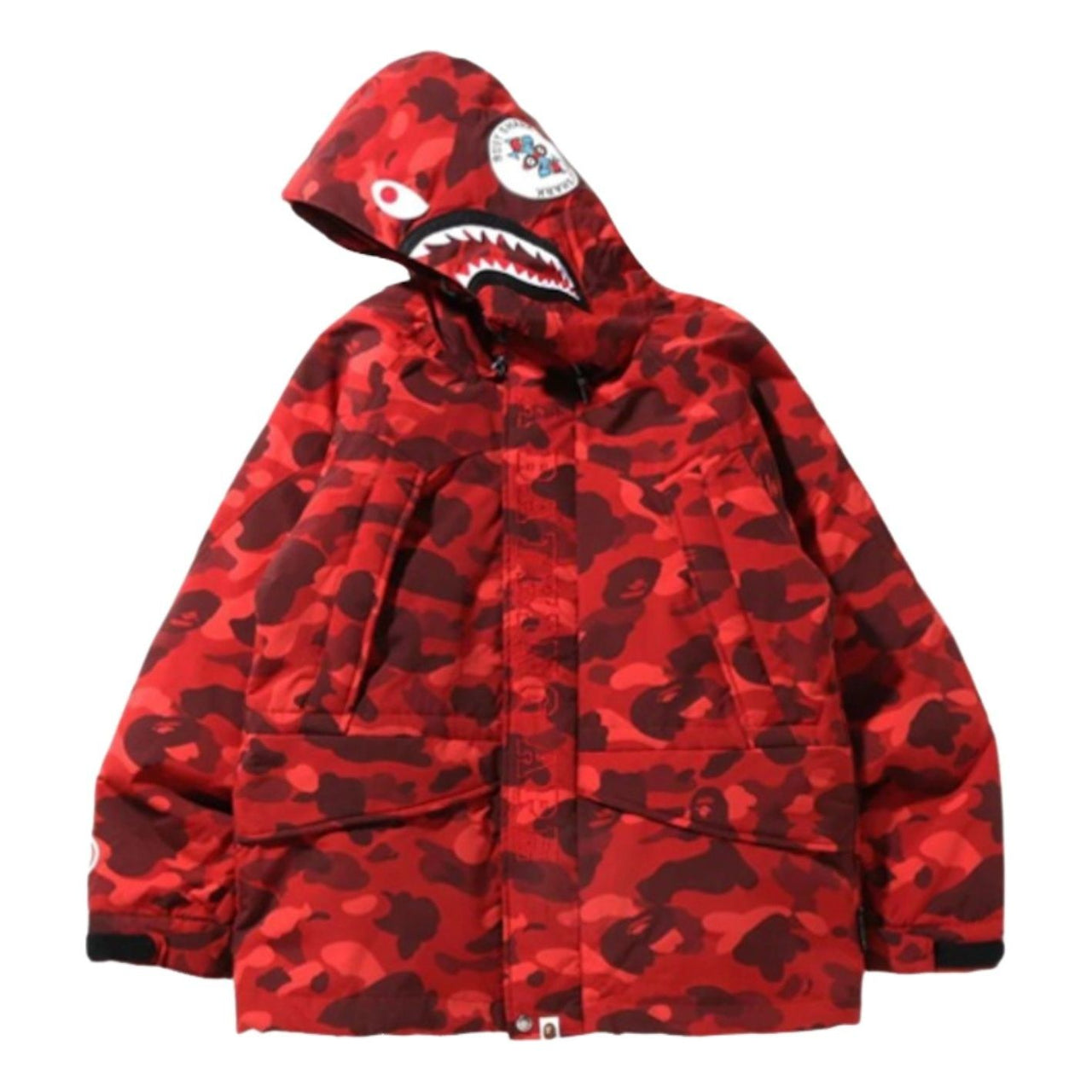 A Bathing Ape Color Camo Shark SnowBoard Down Jacket 'Red' 1I30-144-002-RED