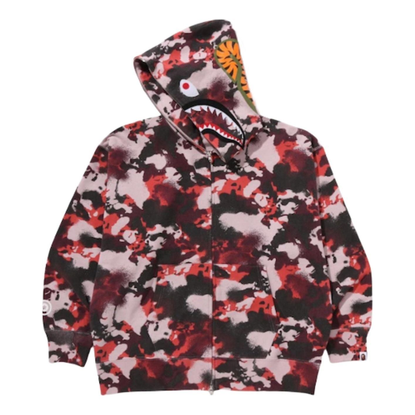 A Bathing Ape Map Camo Shark Full Zip Hoodie 'Red' 1L30-115-001-RED