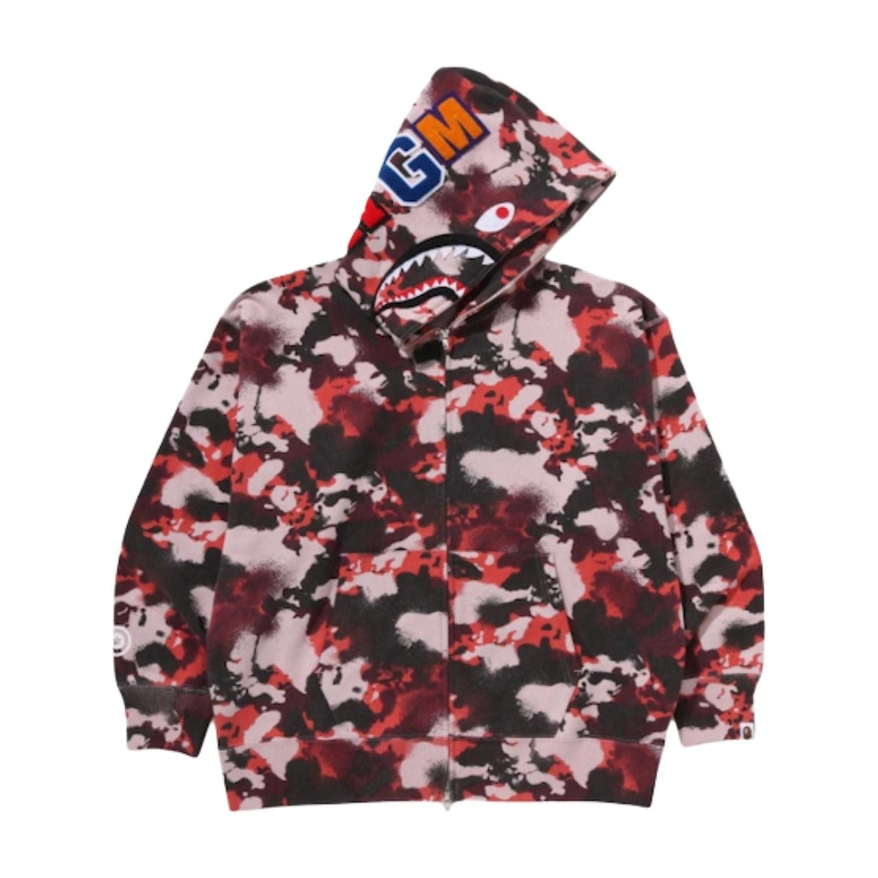 A Bathing Ape Map Camo Shark Full Zip Hoodie 'Red' 1L30-115-001-RED