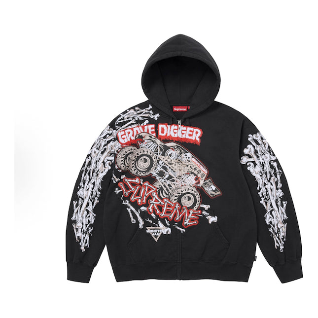 Supreme x Grave Digger SS26 Bones Zip Up Hooded Sweatshirt 'Black' SUP-SS26-321