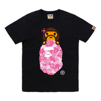 (WMNS) A Bathing Ape Abc Lisa Camo On Ape Head T-Shirt 'Black Pink' 2M20-210-301-BLKPNK