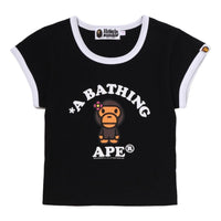 (WMNS) A Bathing Ape Baby Lisa College Cropped T-Shirt 'Black' 2M20-209-301-BLK