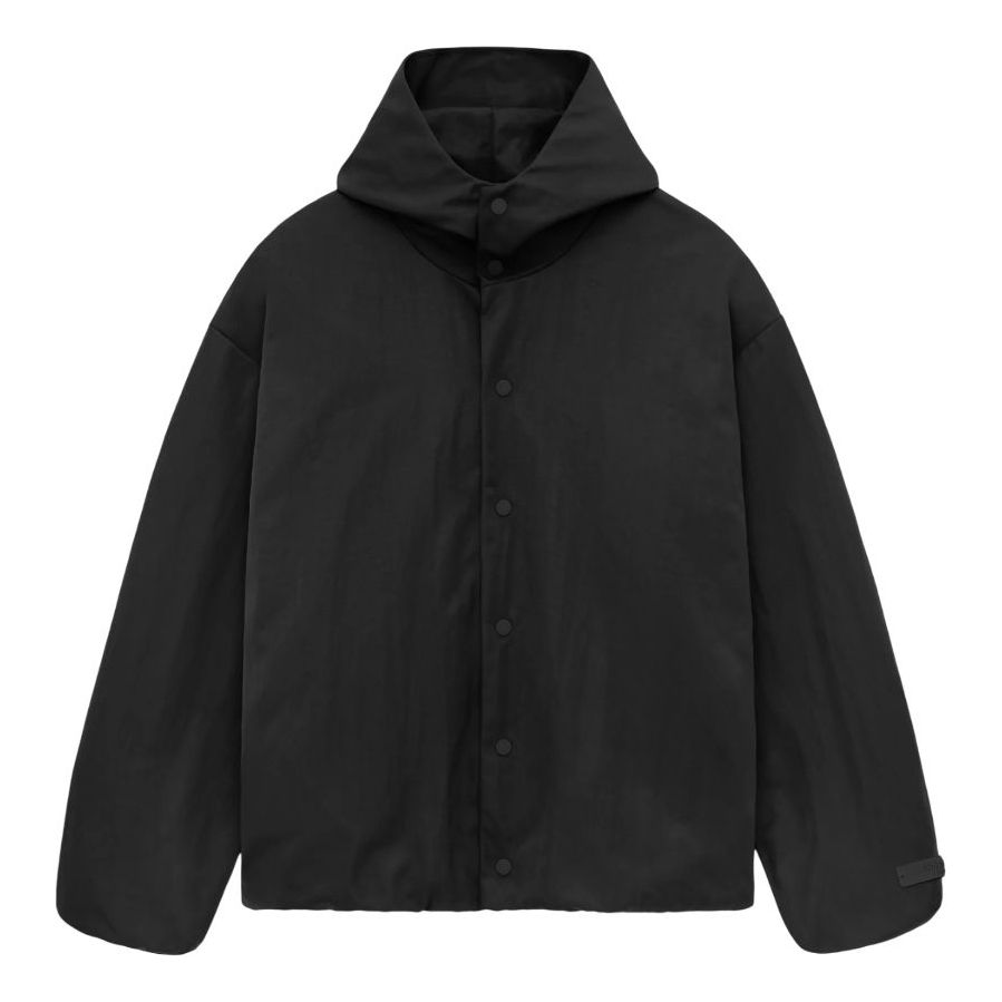 Fear of God Essentials SS25 Nylon Hooded Coach Jacket 'Black' 202BT246370F