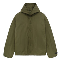 Fear of God Essentials Textured Nylon Hooded Coaches Jacket 'Military' 202BT246375F