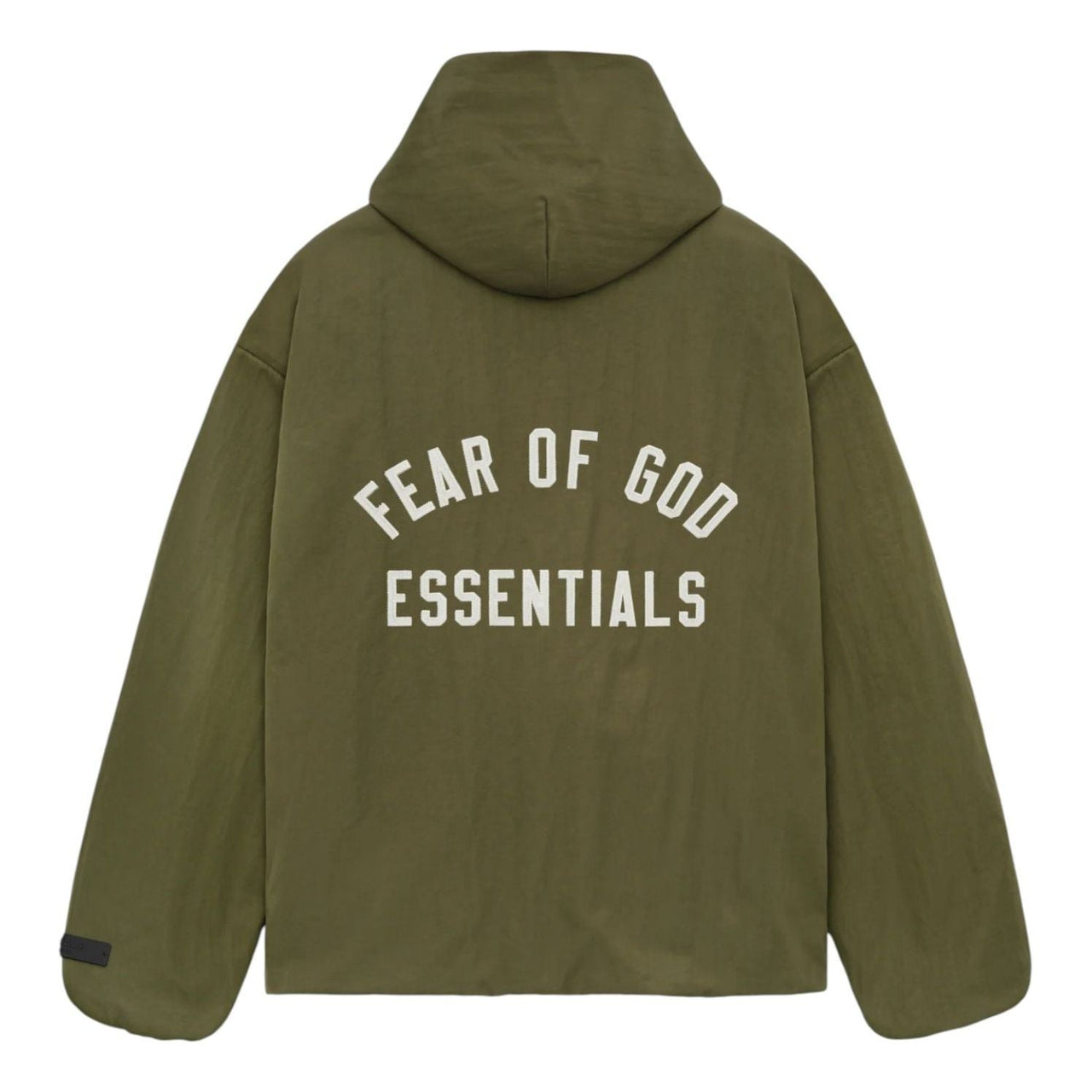 Fear of God Essentials Textured Nylon Hooded Coaches Jacket 'Military' 202BT246375F