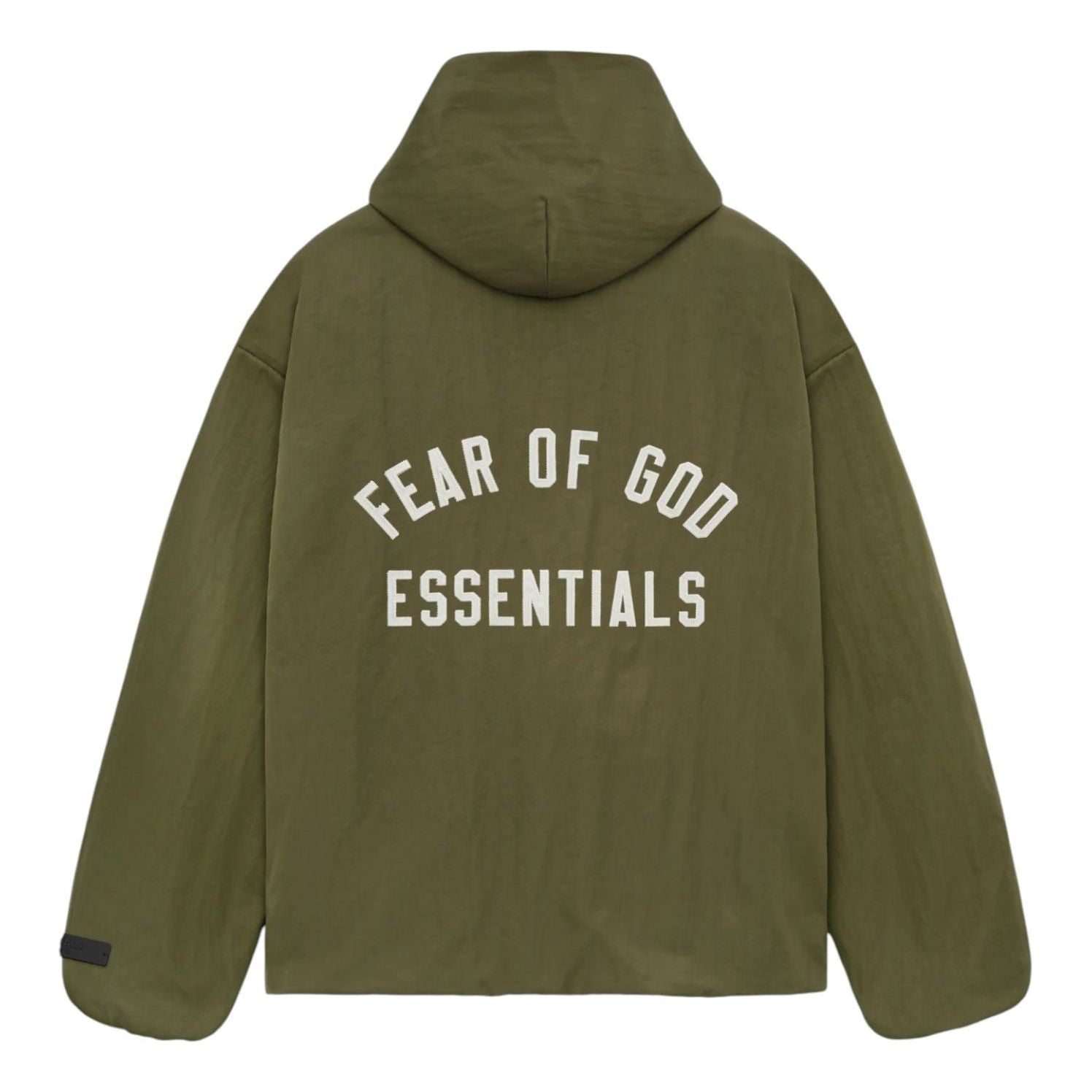 Fear of God Essentials Textured Nylon Hooded Coaches Jacket 'Military' 202BT246375F