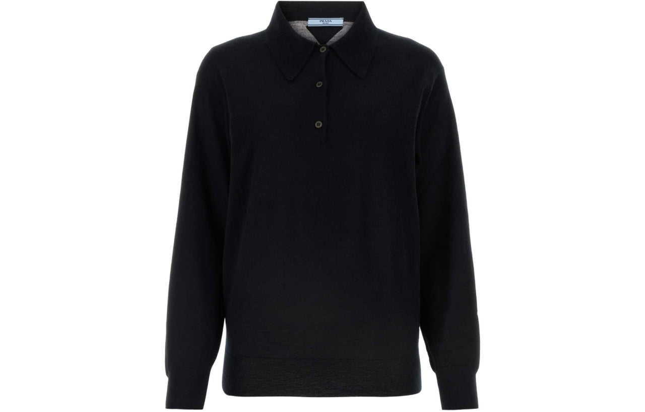 PRADA Long Sleeved Knitted Polo Shirt