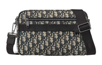 DIOR Oblique Print Grain Cow Leather Shoulder Bag, Crossbody Bag Large Size Men's Beige & Black