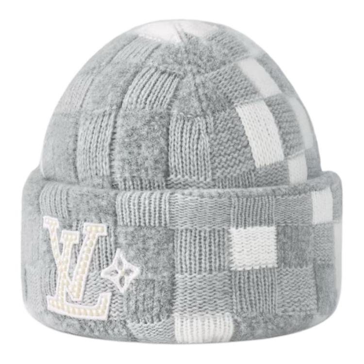 LOUIS VUITTON Sheep Wool Beanies Unisex Gray