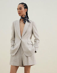 Brunello Cucinelli Crinkled Single-Breasted Linen Blazer