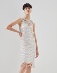 Brunello Cucinelli Macramé-Detail Sleeveless Dress