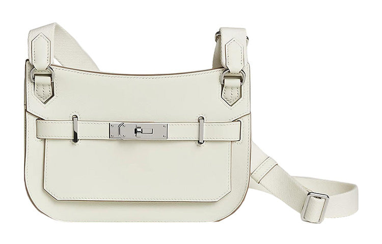 HERMES Jypsiere Swift Calfskin Shoulder Bag, Crossbody Bag Mini Women's Mushroom White