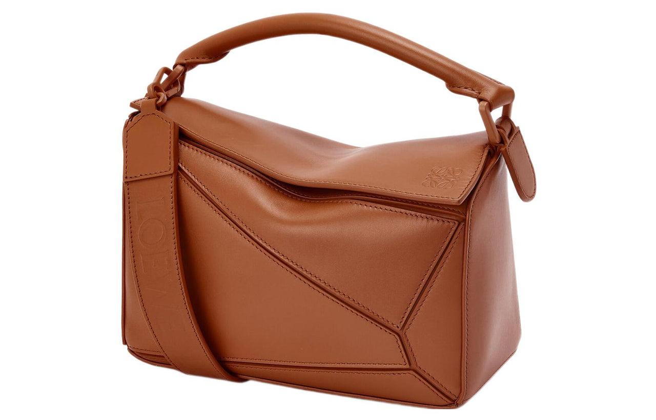 LOEWE Puzzle Bag In Satin Calfskin Small Pecan