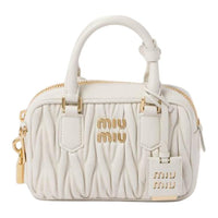 MIU MIU Arcadie Series Leather Shoulder Bag, Crossbody Bag, Handbag Trumpets Women's White