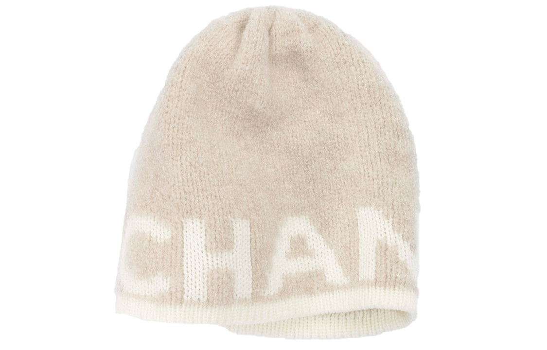 CHANEL Wool Beanies Unisex Beige
