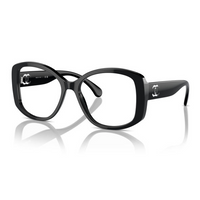 CHANEL Acetate Irregular Shape Eyeglass Frames Women's Black