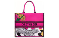 DIOR BookTote Zoom Pop Ju Print Embroidery Tote Bag Shopping Bag Handbag Women's Pink