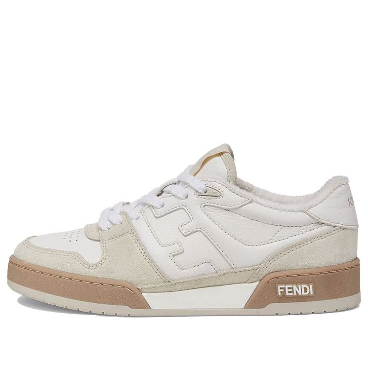 حذاء FENDI Match منخفض الرقبة من جلد الغزال باللون الأبيض 7E1493AHH2F1FHS