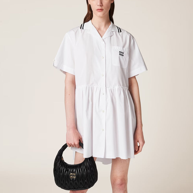 MIU MIU Logo print Poplin Minidress
