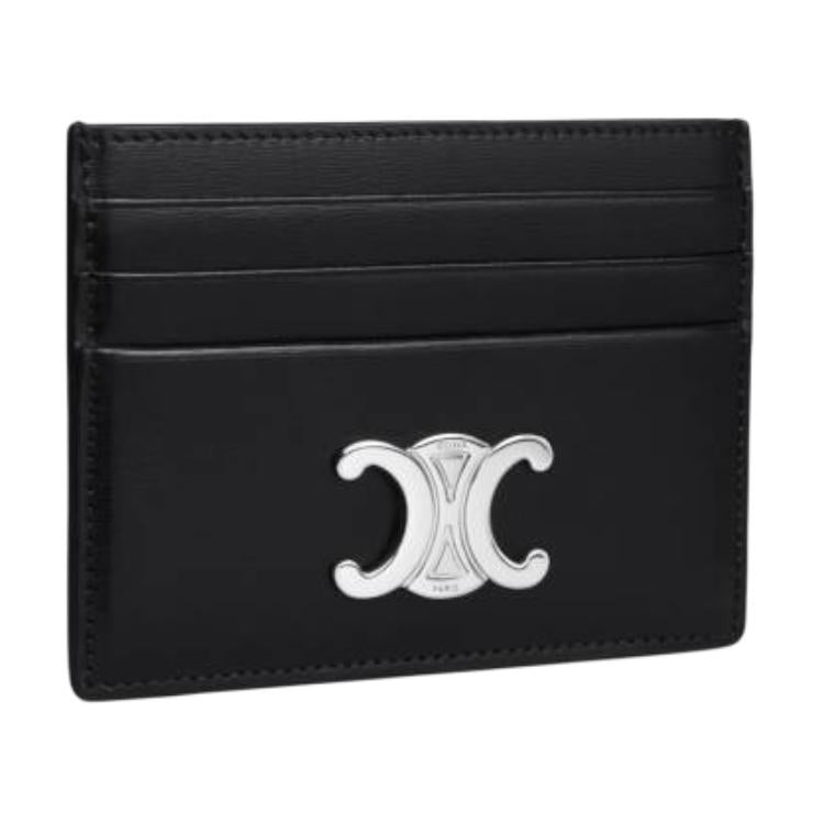 CELINE Triomphe Calfskin Card Holder Women's Black